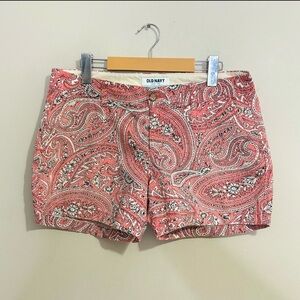 Old Navy Pink & Cream Paisley Print 100% Cotton Shorts 5” Inseam